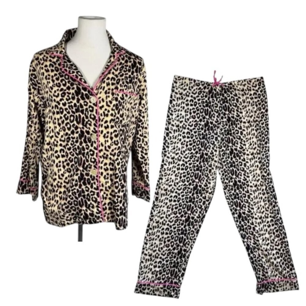 Bedhead y2k Vintage Leopard Print Two Piece Pajama Set Small